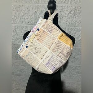 Unique Vintage Library Card Print wristlet/project bag